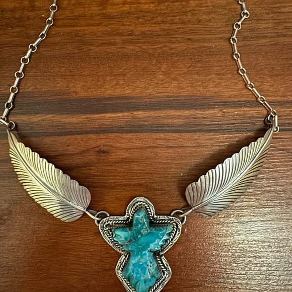 🚨🚨🚨RARE‼️ABSOLUTELY GORGEOUS VINTAGE TURQUOISE&STERLING SILVER EAGLE NECKLACE